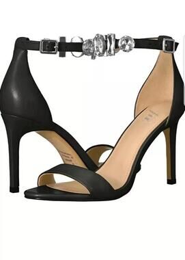 The Fix Cece Ankle Strap Sandals With Jewels Womens Size 10M Black